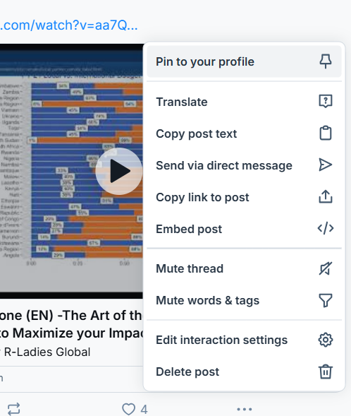 Click on the post&rsquo;s three-dot menu to reveal the &ldquo;Pin post&rdquo; option.